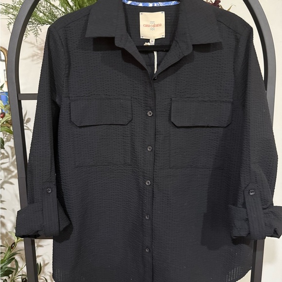 casa Cabana Women's Black Button Down Shirt size medium - Picture 2 of 9